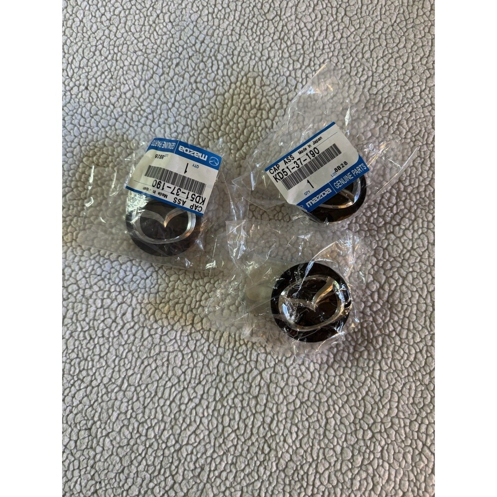 Genuine OEM Mazda 13-15 MX-5 Miata Wheel Center Cap Set Of 3 Black KD51-37-190